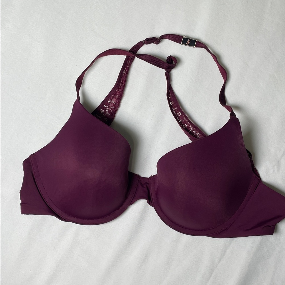 Victoria's Secret Deep Plum T-Shirt Bra with Lace Racerback, 34C